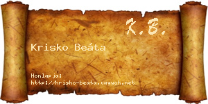 Krisko Beáta névjegykártya